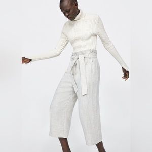 ZARA LINEN PANTS TROUSERS WITH BELT BRAND NEW WITH TAGS LARGE